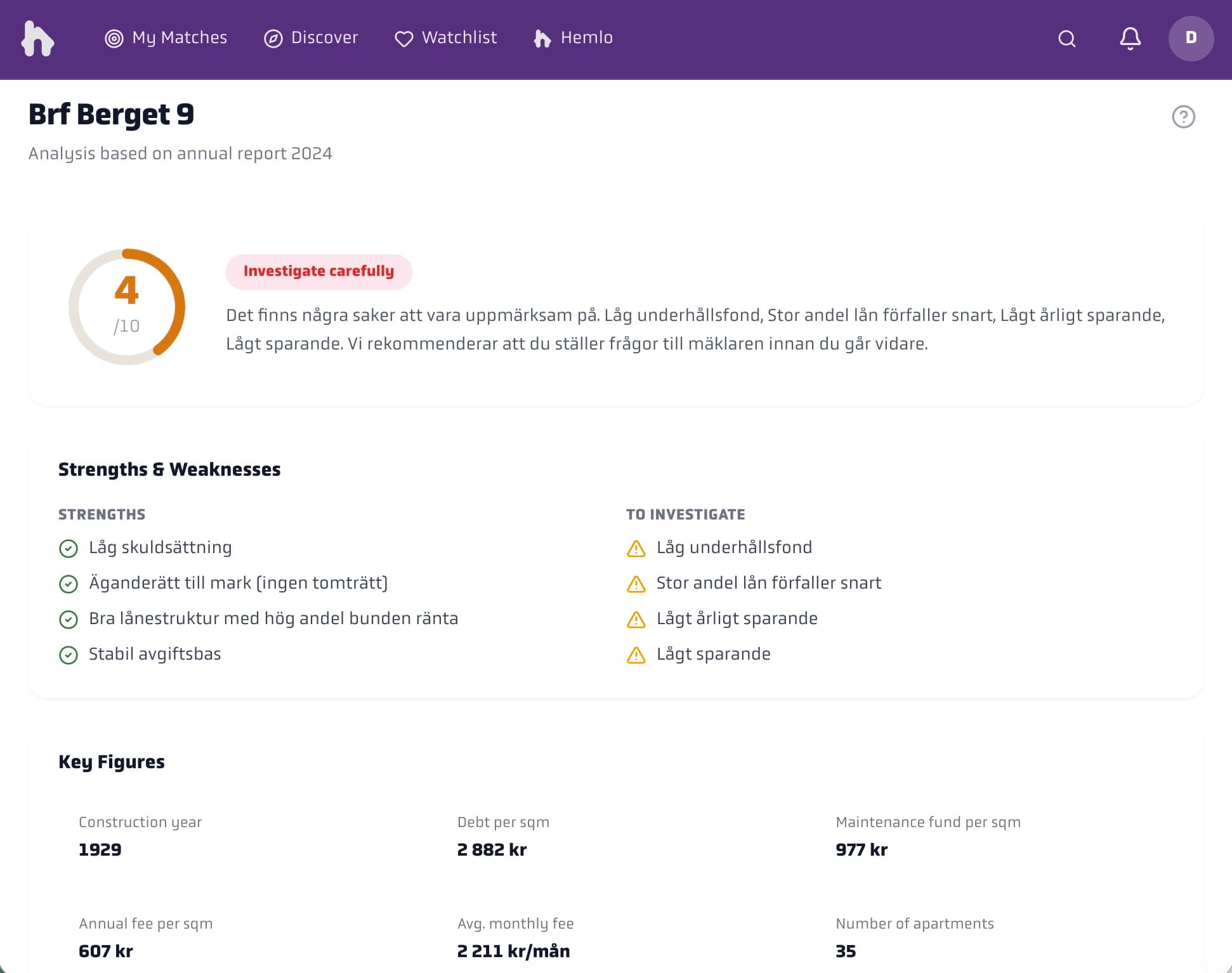 AI-powered BRF financial analysis with traffic-light scoring
